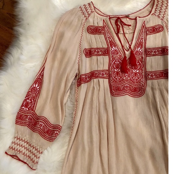 ❌SOLD❌ FREE PEOPLE Embroidered Boho Mini Dress - Picture 6 of 6